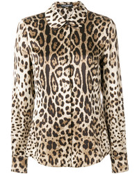Женская светло-коричневая рубашка с принтом от Dolce & Gabbana