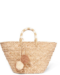 Светло-коричневая соломенная большая сумка с украшением от Kayu