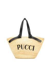 Светло-коричневая соломенная большая сумка от Emilio Pucci