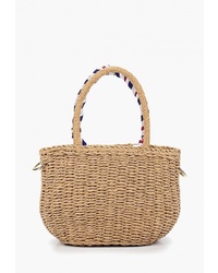 Светло-коричневая соломенная большая сумка от Keddo