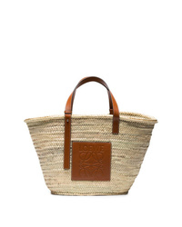 Светло-коричневая соломенная большая сумка от Loewe