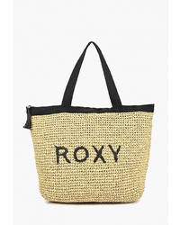 Светло-коричневая соломенная большая сумка от Roxy