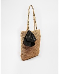 Светло-коричневая соломенная большая сумка от Roxy