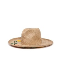 Светло-коричневая соломенная шляпа с цветочным принтом