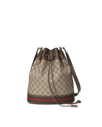 Светло-коричневая сумка-мешок из плотной ткани от Gucci