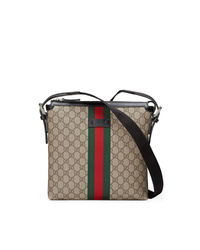 Светло-коричневая сумка почтальона из плотной ткани от Gucci