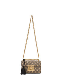 Светло-коричневая сумка-саквояж из плотной ткани с принтом от Gucci