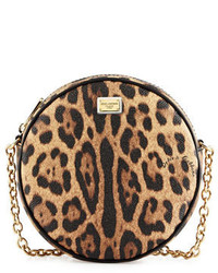 Светло-коричневая сумка через плечо из плотной ткани с леопардовым принтом