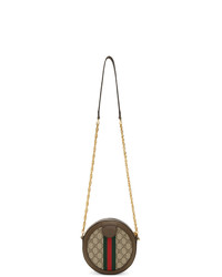 Светло-коричневая сумка через плечо из плотной ткани с принтом от Gucci