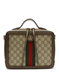 Светло-коричневая сумка через плечо из плотной ткани от Gucci