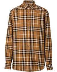 Мужская светло-коричневая фланелевая рубашка с длинным рукавом в шотландскую клетку от Burberry