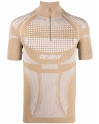 Мужская светло-коричневая футболка на пуговицах с принтом от Misbhv