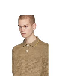 Мужская светло-коричневая футболка-поло в горизонтальную полоску от Marni