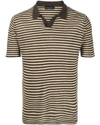 Мужская светло-коричневая футболка-поло в горизонтальную полоску от Roberto Collina