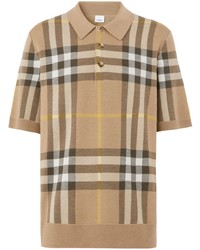 Мужская светло-коричневая футболка-поло в шотландскую клетку от Burberry
