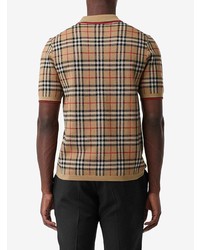 Мужская светло-коричневая футболка-поло в шотландскую клетку от Burberry