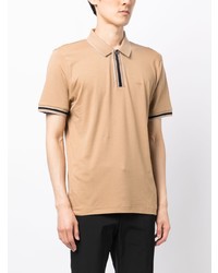 Мужская светло-коричневая футболка-поло с вышивкой от BOSS