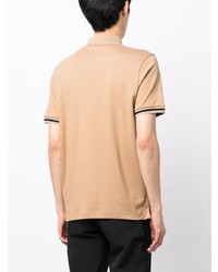Мужская светло-коричневая футболка-поло с вышивкой от BOSS