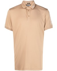 Мужская светло-коричневая футболка-поло с вышивкой от J. Lindeberg
