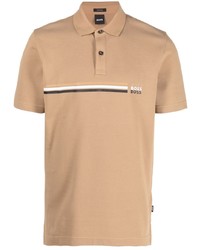 Мужская светло-коричневая футболка-поло с принтом от BOSS