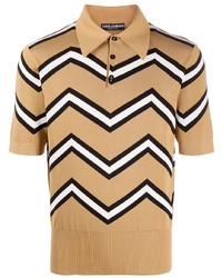 Мужская светло-коричневая футболка-поло с принтом от Dolce & Gabbana