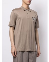 Мужская светло-коричневая футболка-поло с принтом от Emporio Armani