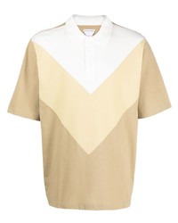 Светло-коричневая футболка-поло с узором зигзаг