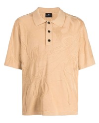 Мужская светло-коричневая футболка-поло с цветочным принтом от PS Paul Smith