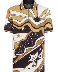 Мужская светло-коричневая футболка-поло со звездами от Dolce & Gabbana