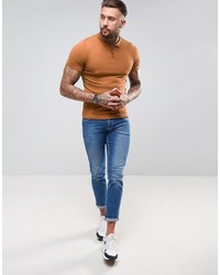 Мужская светло-коричневая футболка-поло от Asos