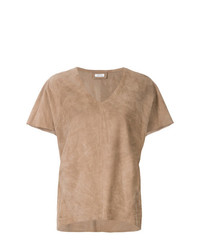 Женская светло-коричневая футболка с v-образным вырезом от Desa Collection