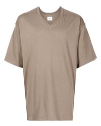 Мужская светло-коричневая футболка с v-образным вырезом от WTAPS