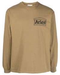Мужская светло-коричневая футболка с длинным рукавом от Aries