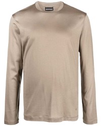 Мужская светло-коричневая футболка с длинным рукавом от Emporio Armani