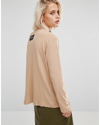 Женская светло-коричневая футболка с длинным рукавом