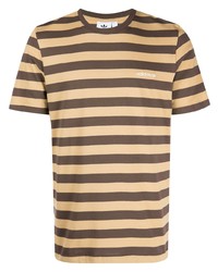 Мужская светло-коричневая футболка с круглым вырезом в горизонтальную полоску от adidas