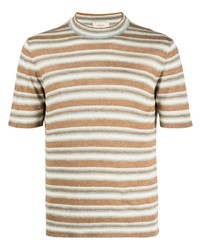 Мужская светло-коричневая футболка с круглым вырезом в горизонтальную полоску от Altea