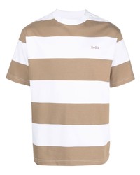 Мужская светло-коричневая футболка с круглым вырезом в горизонтальную полоску от Drôle De Monsieur