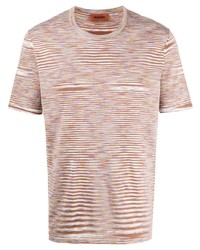 Мужская светло-коричневая футболка с круглым вырезом в горизонтальную полоску от Missoni