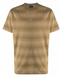 Мужская светло-коричневая футболка с круглым вырезом в горизонтальную полоску от PS Paul Smith