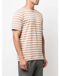Мужская светло-коричневая футболка с круглым вырезом в горизонтальную полоску от Eleventy