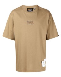 Мужская светло-коричневая футболка с круглым вырезом с вышивкой от Alpha Industries