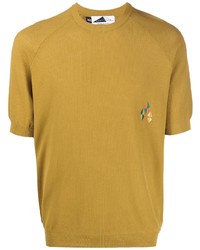 Мужская светло-коричневая футболка с круглым вырезом с вышивкой от Anglozine