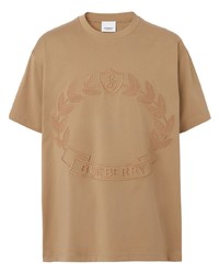 Мужская светло-коричневая футболка с круглым вырезом с вышивкой от Burberry
