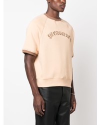 Мужская светло-коричневая футболка с круглым вырезом с вышивкой от Pleasures