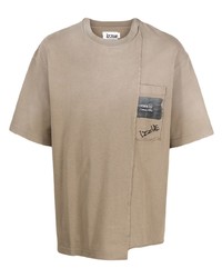 Мужская светло-коричневая футболка с круглым вырезом с вышивкой от Izzue