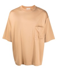 Мужская светло-коричневая футболка с круглым вырезом с вышивкой от Lanvin