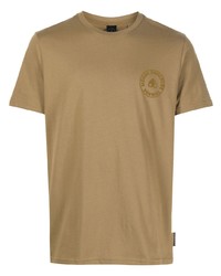 Мужская светло-коричневая футболка с круглым вырезом с вышивкой от Moose Knuckles