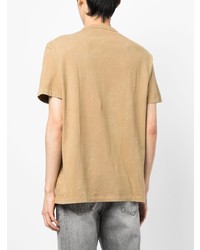 Мужская светло-коричневая футболка с круглым вырезом с вышивкой от Polo Ralph Lauren