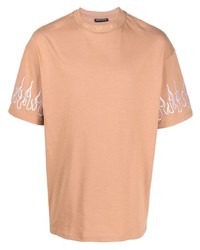 Мужская светло-коричневая футболка с круглым вырезом с вышивкой от Vision Of Super
